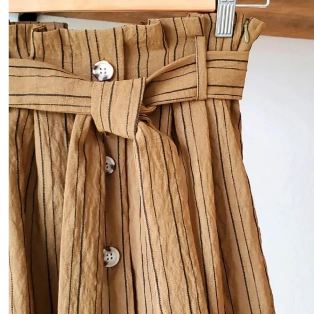 NWT ||H&M|| skirt, XS, Rust W/black Stripes, Tie Waist, Mini
